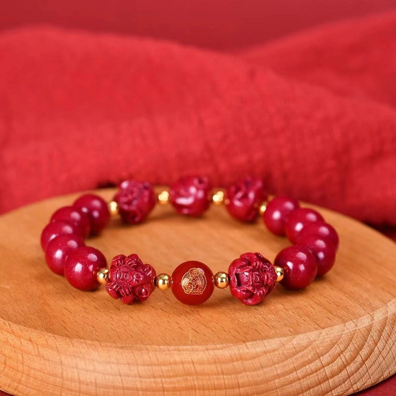 Putuo Mountain Cinnabar Three-In-One Six-In-One Bracelet Zodiac Dragon Snake Horse Purple Gold Sand Bracelet - Image 4